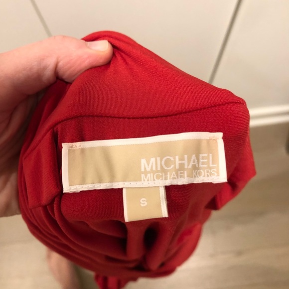 Michael Michael Kors Red Ruched Midi Dress - Picture 3 of 8